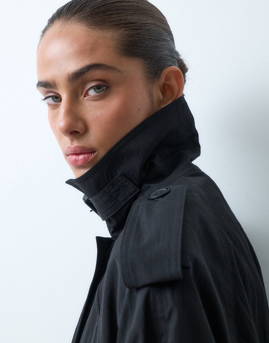 ASOS DESIGN longline oversized trench coat in black | ASOS Style Feed