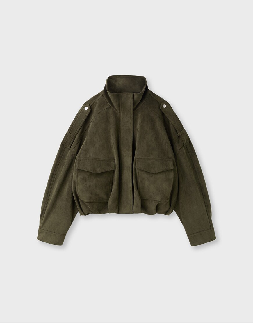 Stradivarius Oversize faux suede jacket in khaki | ASOS Style Feed
